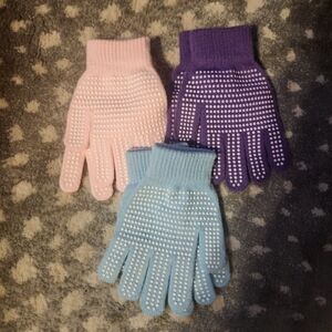 Kids Colorful Knit Gloves Set- Grippy (NEW)